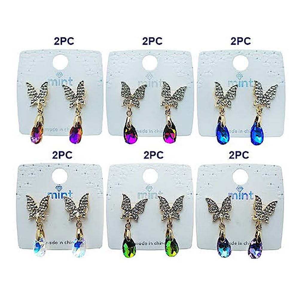 Rhinestone Butterfly Crystal Droplet Earring