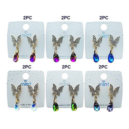 Rhinestone Butterfly Crystal Droplet Earring