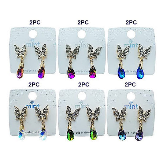 Rhinestone Butterfly Crystal Droplet Earring