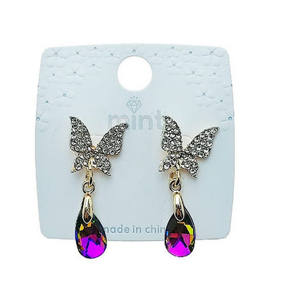 Rhinestone Butterfly Crystal Droplet Earring