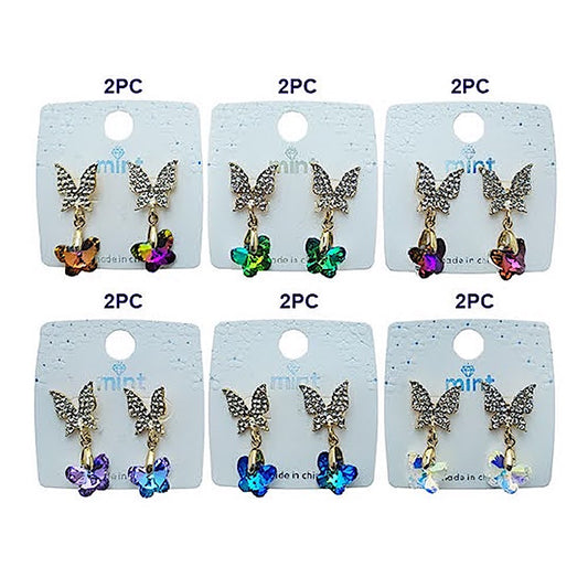 Rhinestone Butterfly Crystal Droplet Earring