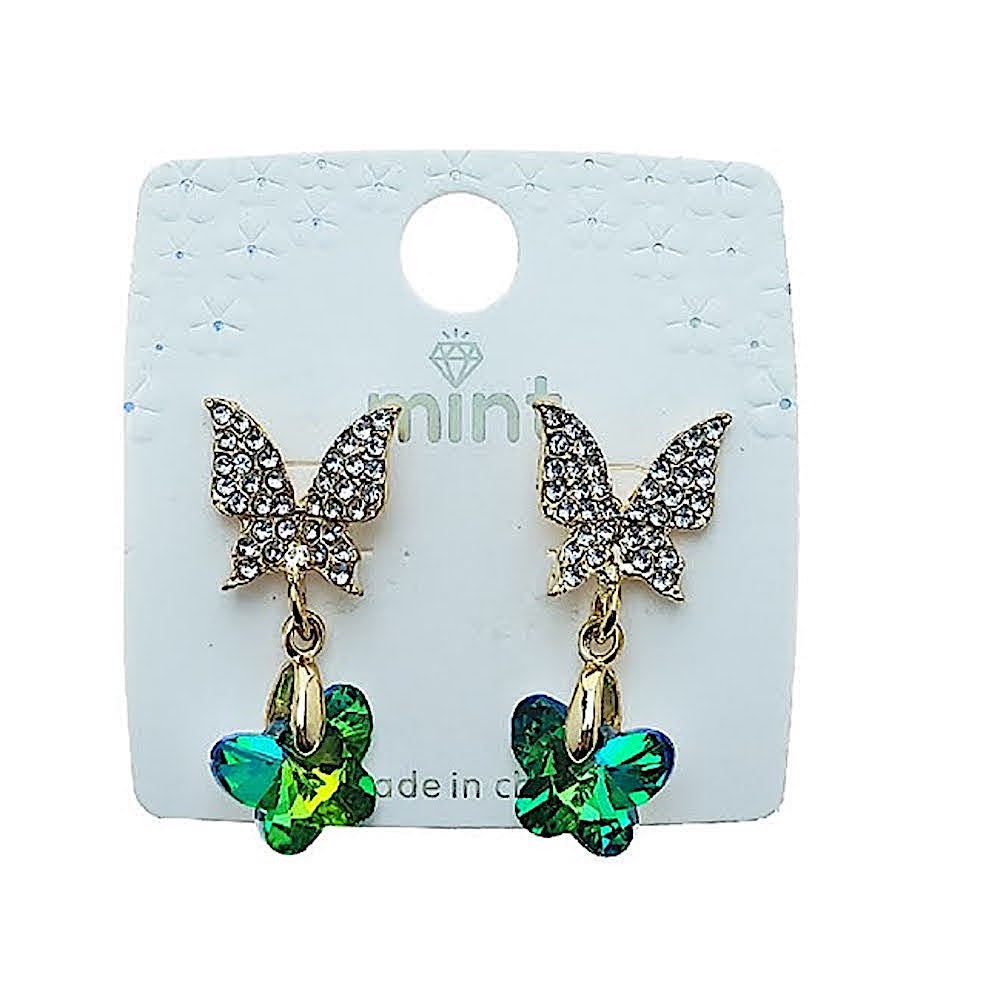 Rhinestone Butterfly Crystal Droplet Earring