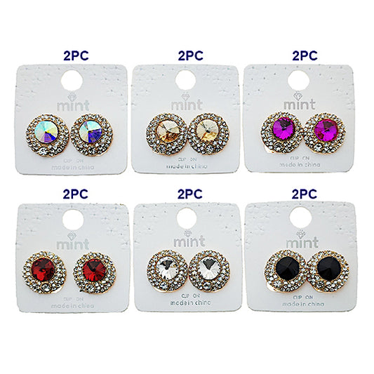 JAE49608C - Clip On Crystal Halo Earring