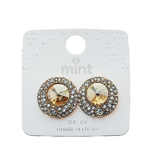 JAE49608C - Clip On Crystal Halo Earring