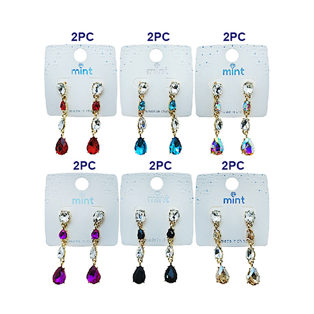 Two Tone Crystal Drop Earring