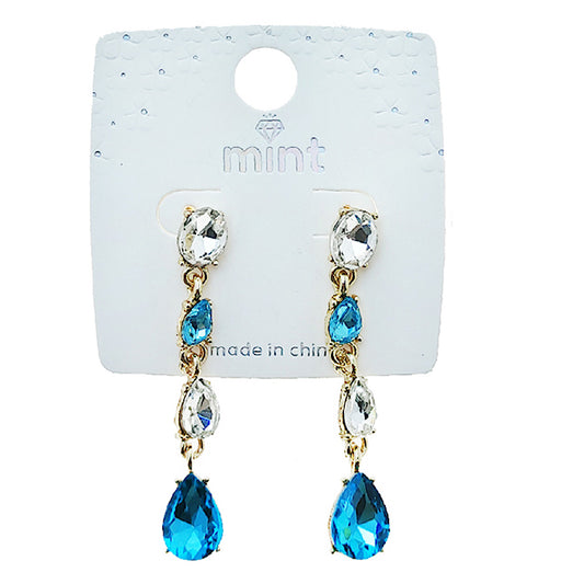 JAE49613 - Two Tone Crystal Drop Earring