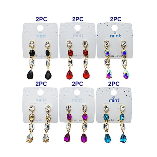 JAE49614 - Two Tone Crystal Drop Earring