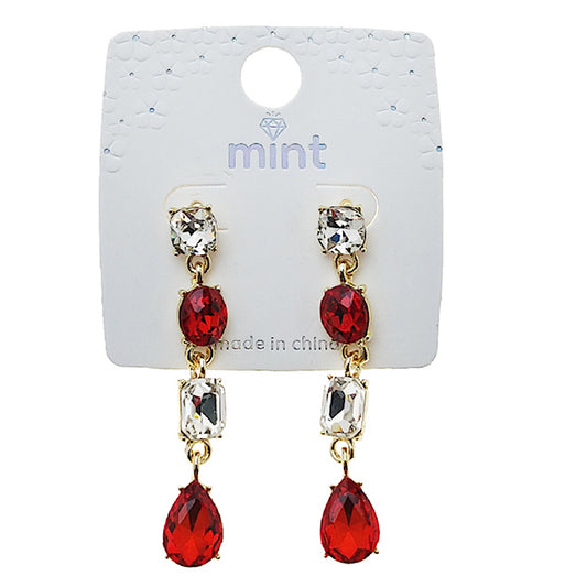 JAE49614 - Two Tone Crystal Drop Earring