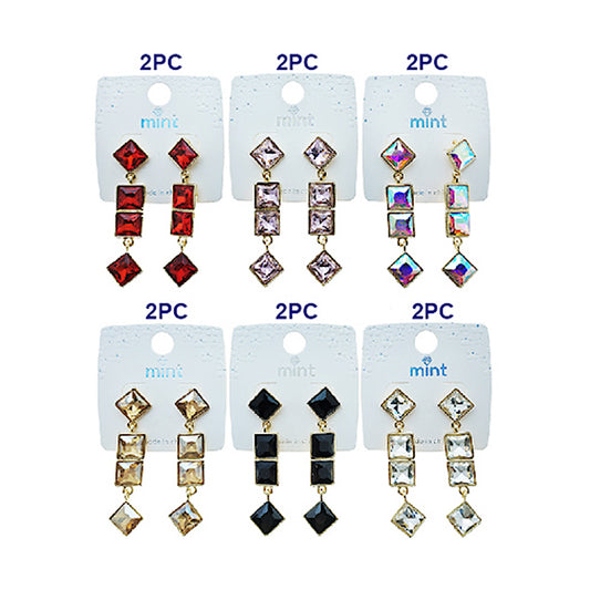 JAE49619 - Square Crystal Drop Earring