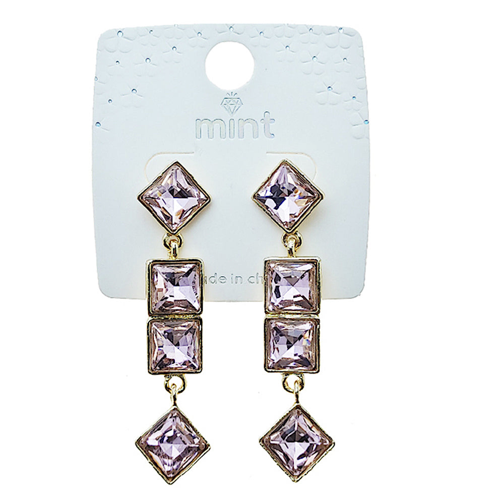 Square Crystal Drop Earring