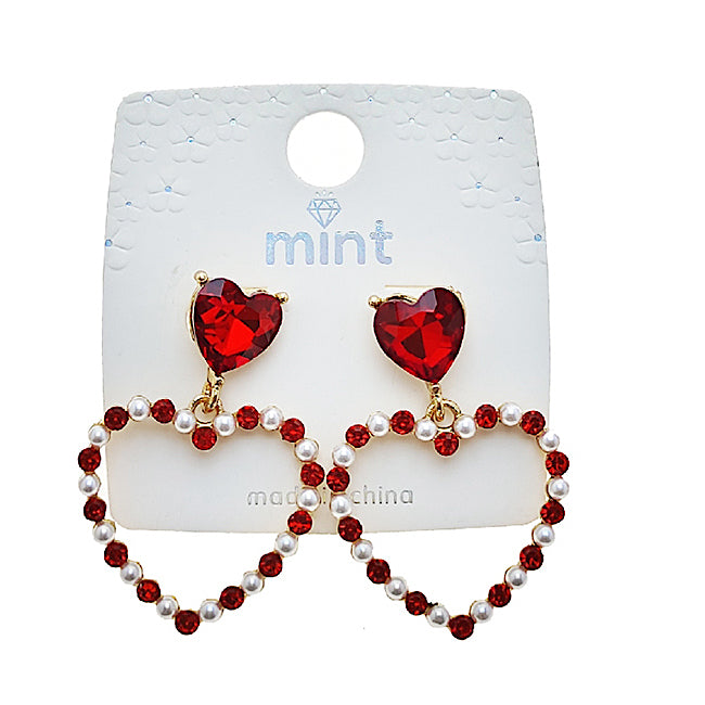 Crystal Pearl Heart Earring