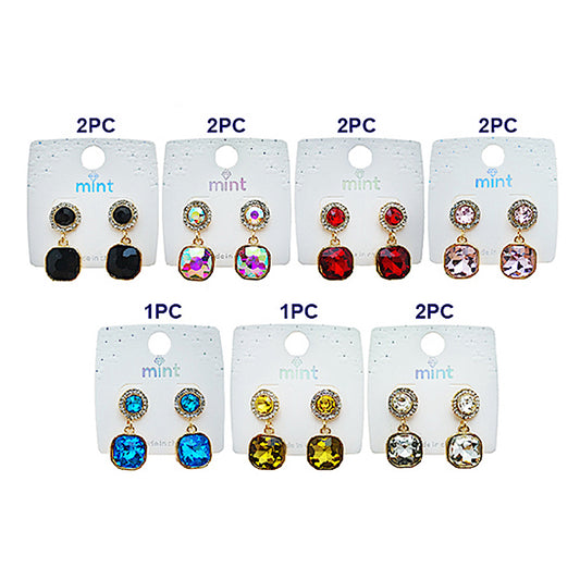 Crystal Square Droplet Earring