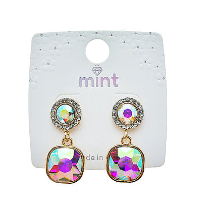 Crystal Square Droplet Earring