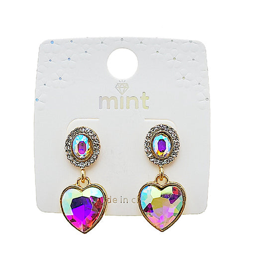 Crystal Heart Droplet Earring