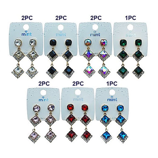 Square Crystal Drop Earring