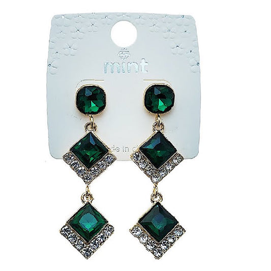 Square Crystal Drop Earring