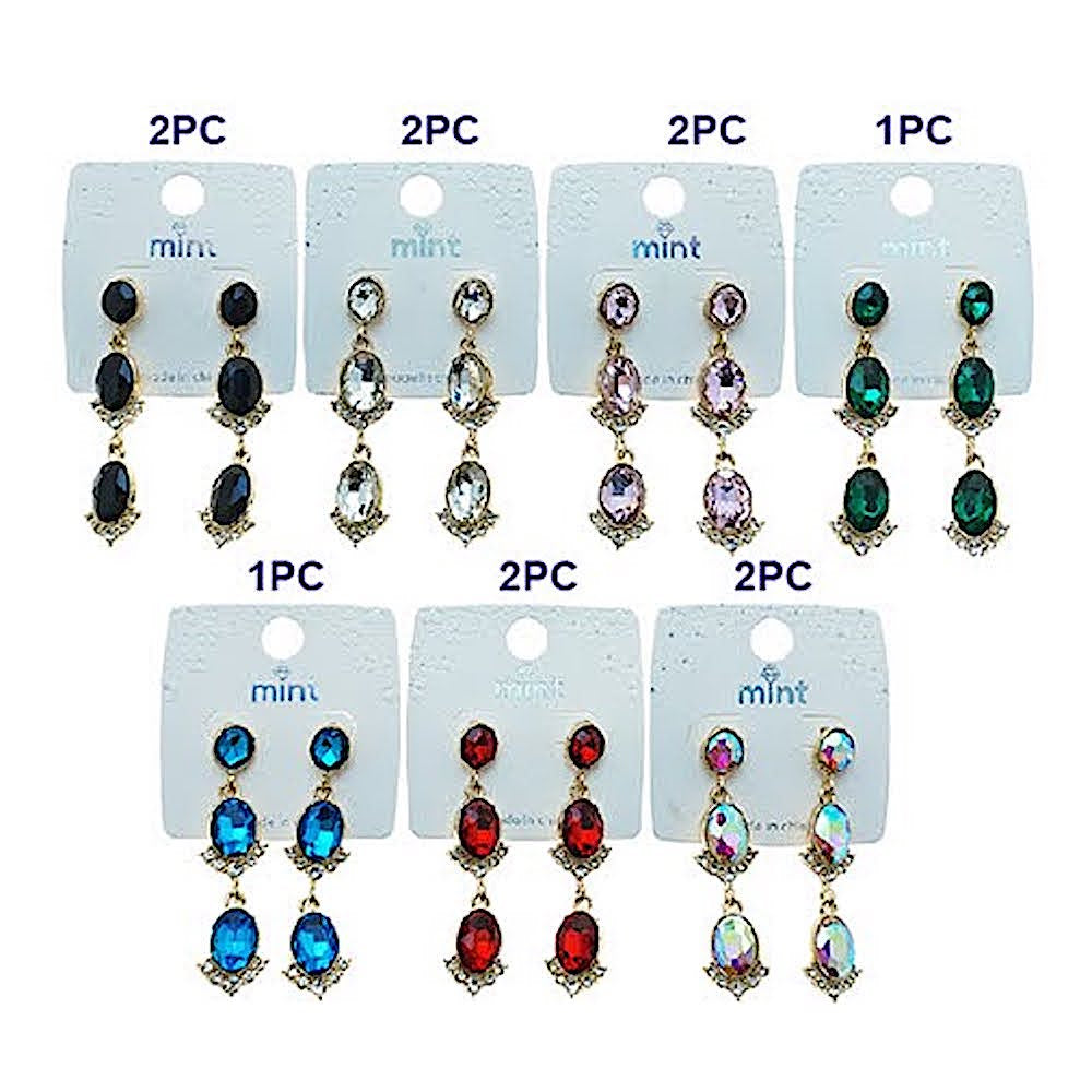 Oval Crystal Drop Earring