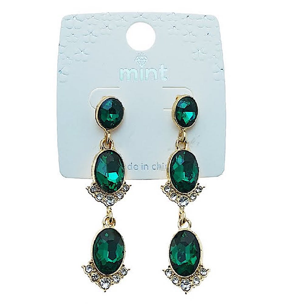 Oval Crystal Drop Earring