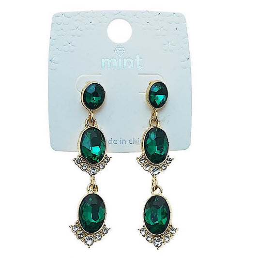 Oval Crystal Drop Earring