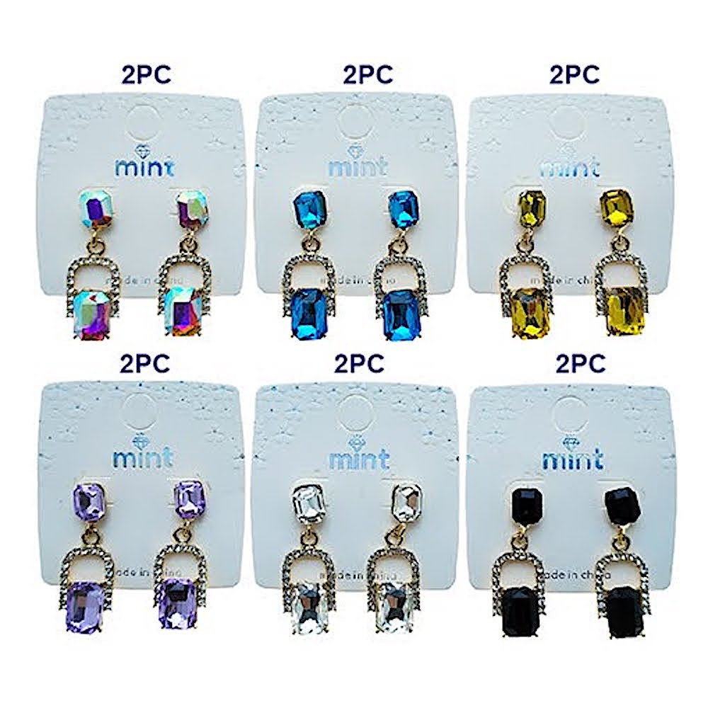 Rectangle Crystal Drop Earring