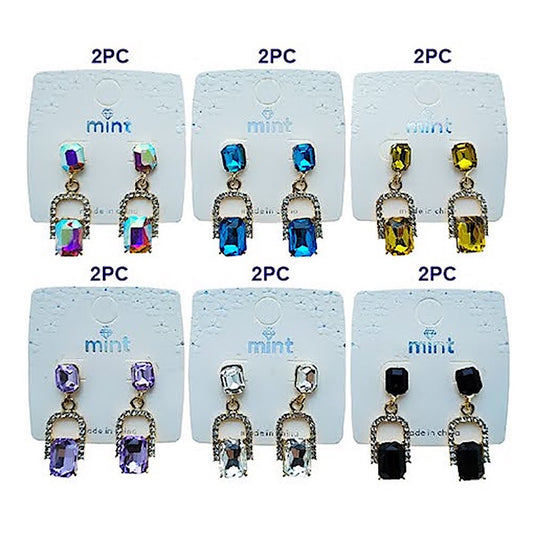 Rectangle Crystal Drop Earring