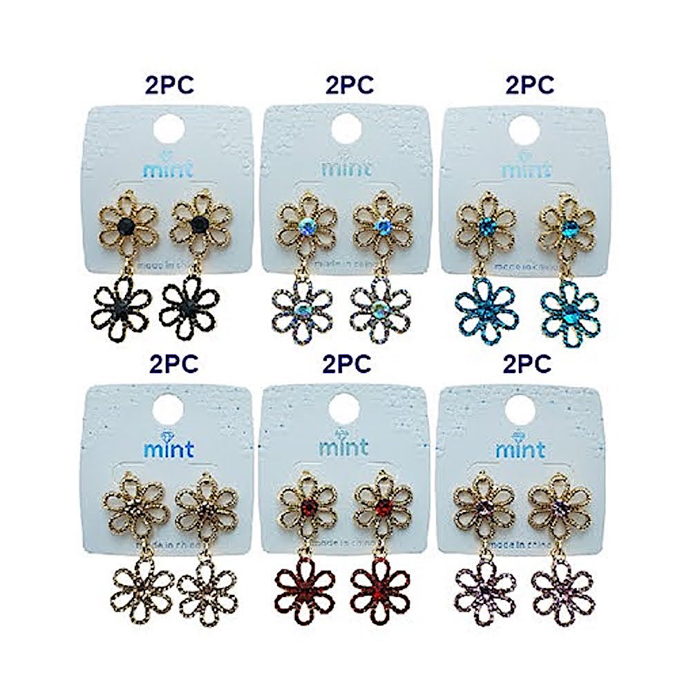 Rhinestone Double Flower Earring