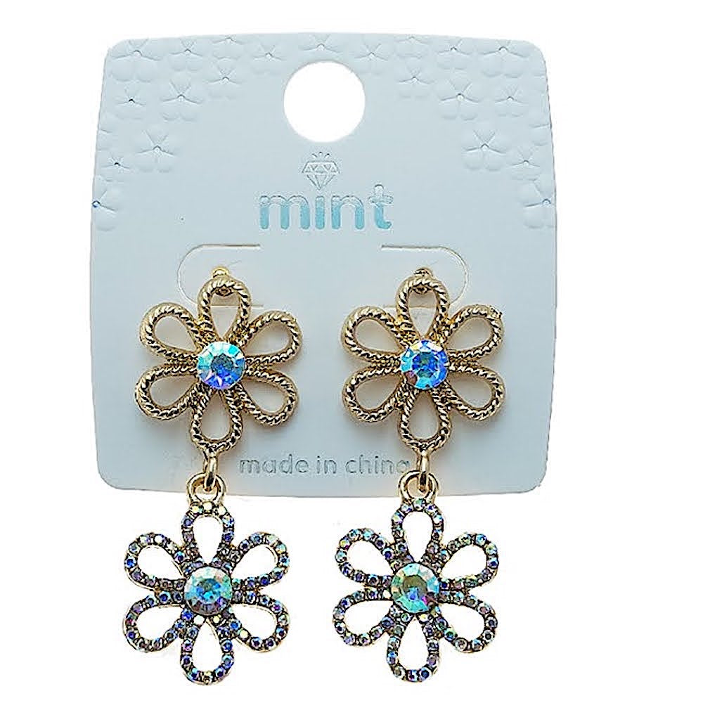 Rhinestone Double Flower Earring