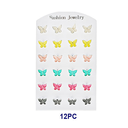 JAE49908 - Enamel Butterfly Stud Earrings