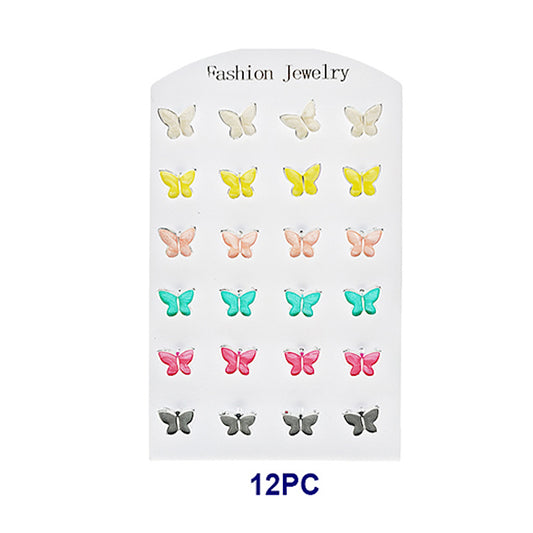 JAE49908 - Enamel Butterfly Stud Earrings