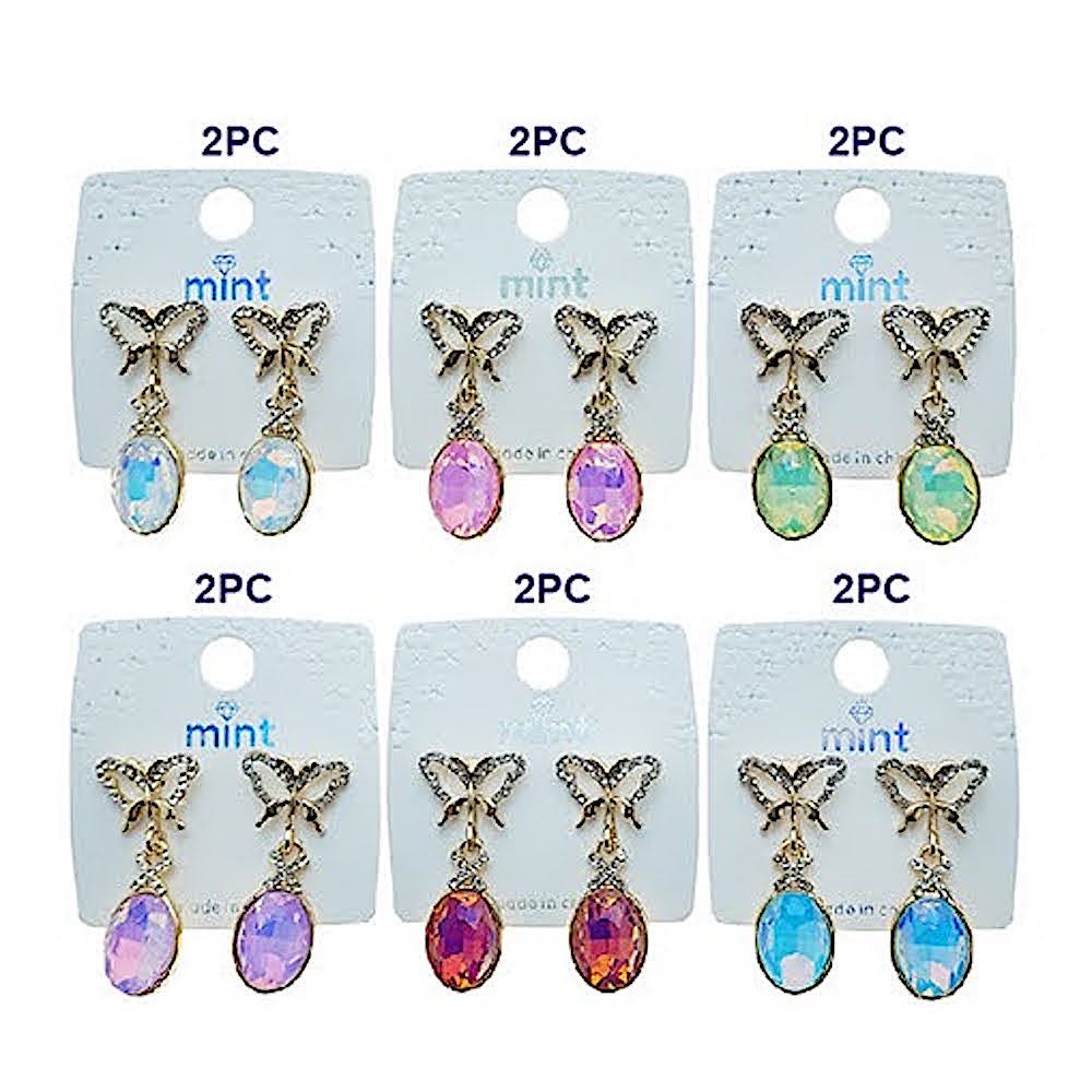 Butterfly Pastel Crystal Drop Earring