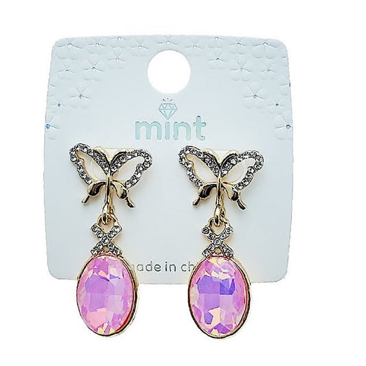 Butterfly Pastel Crystal Drop Earring