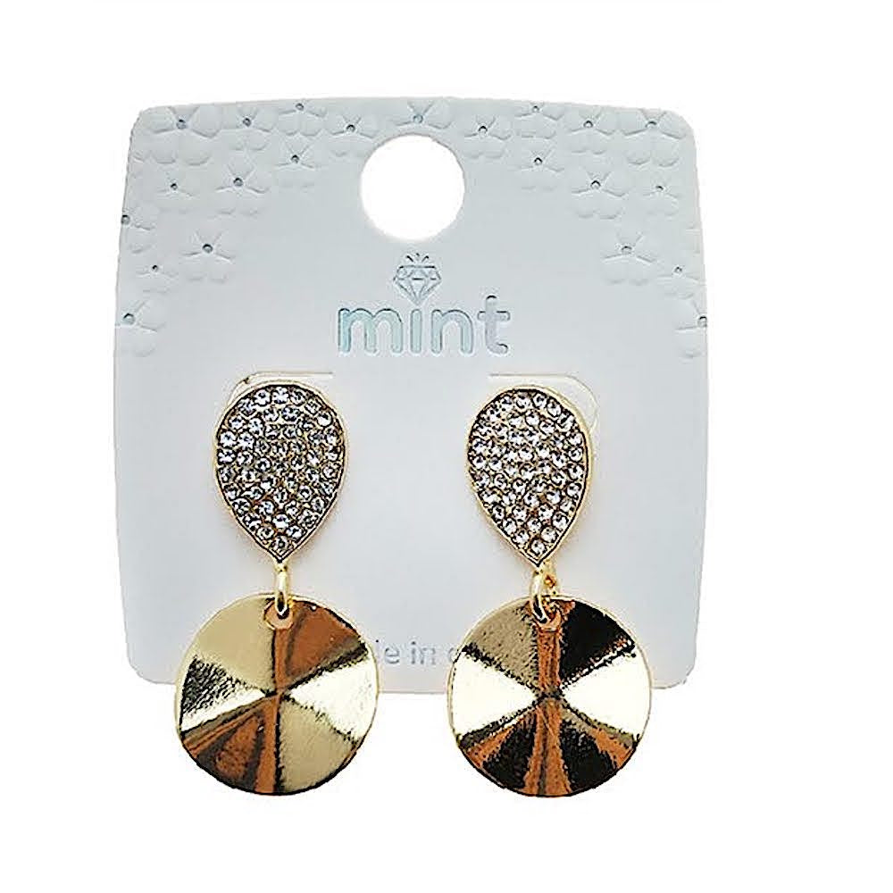 Pavé Metal Disc Earring
