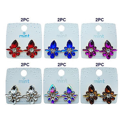 Crystal Teardrop Cluster Post Earring