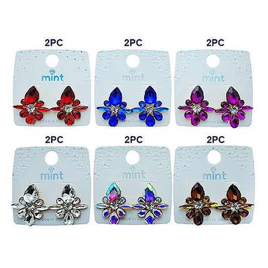 Crystal Teardrop Cluster Post Earring