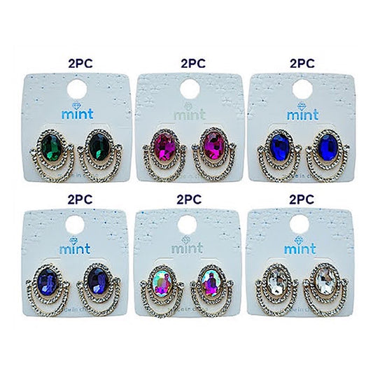 Crystal Oval Statement Post Earring