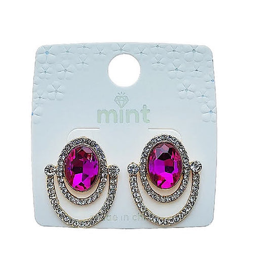 Crystal Oval Statement Post Earring