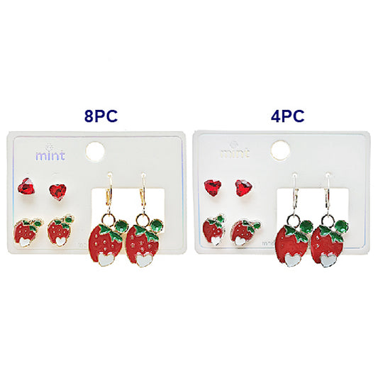 3 Pair Strawberry Stud Set