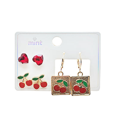 3 Pair Cherry Stud Set