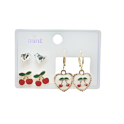 3 Pair Cherry Stud Set
