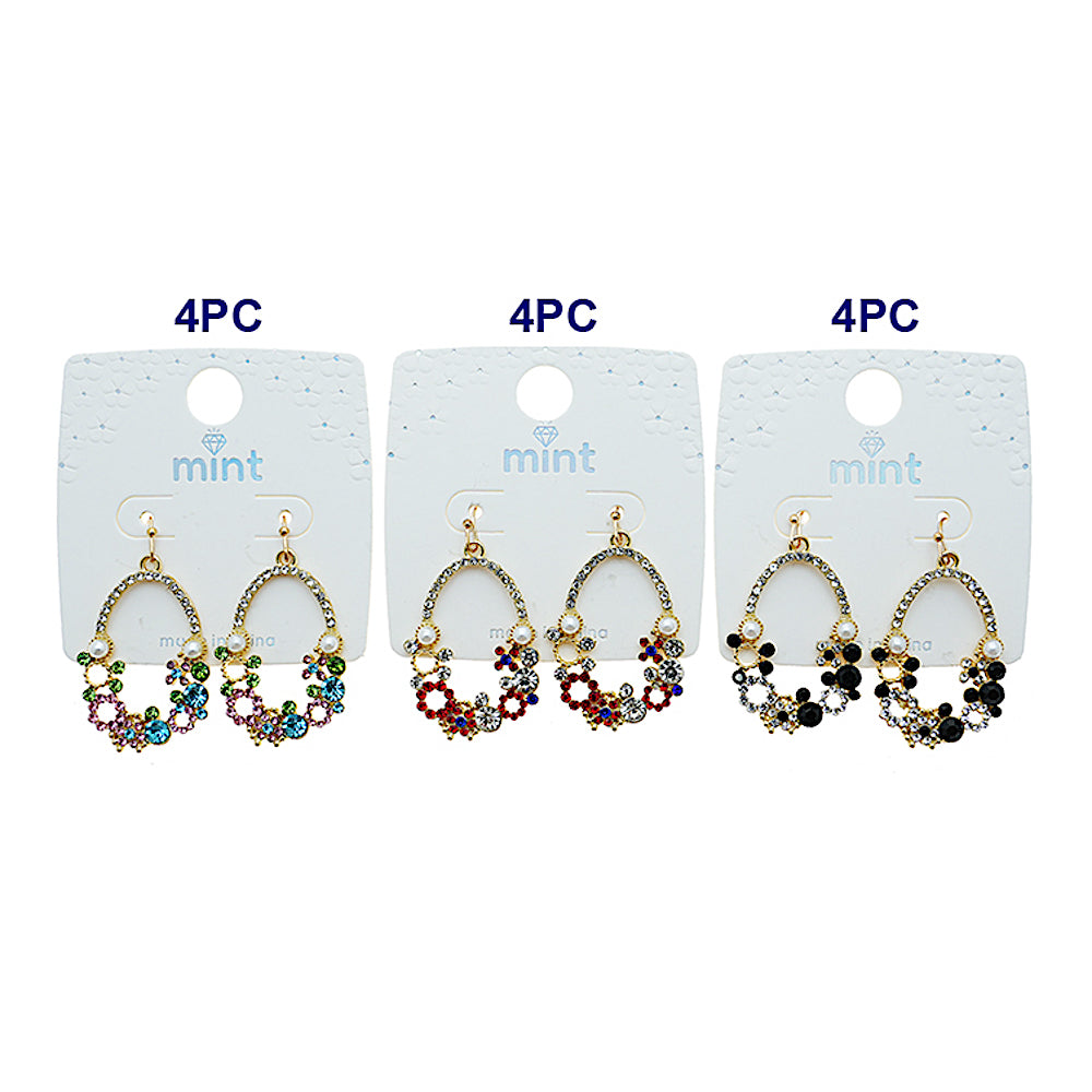 Rhinestone Flower Cluster Drop Earring