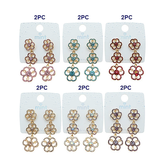 Rhinestone Flower Drop Earring