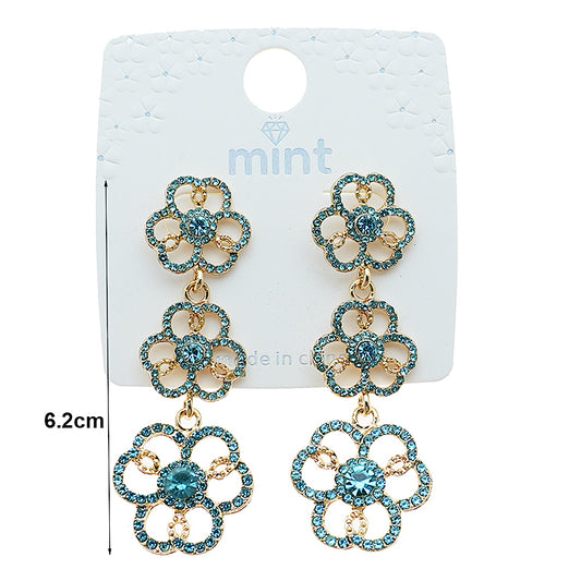 Rhinestone Flower Drop Earring
