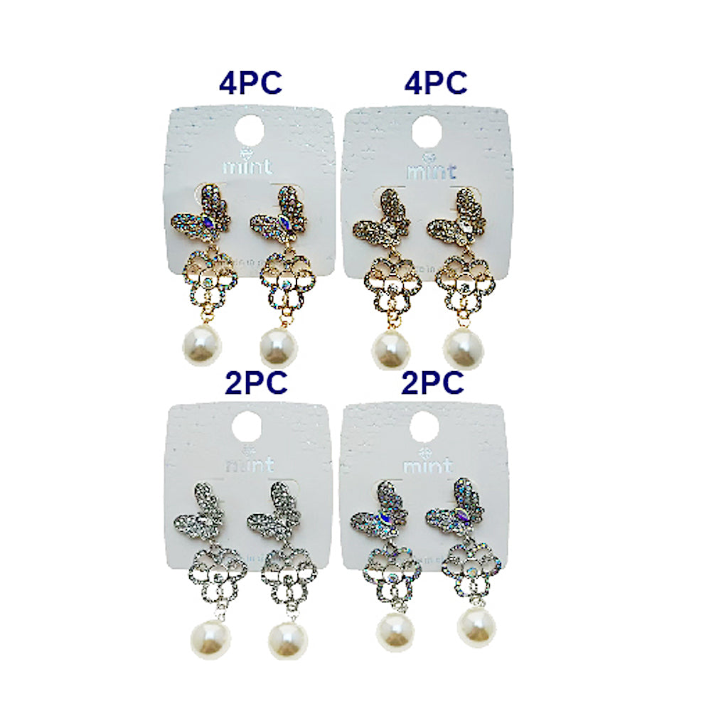 Pavé Butterfly Flower Pearl Earring