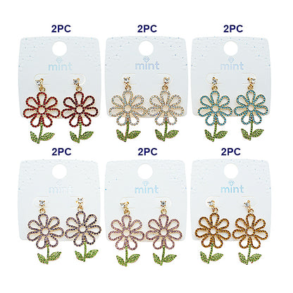 Rhinestone Flower Drop Earring