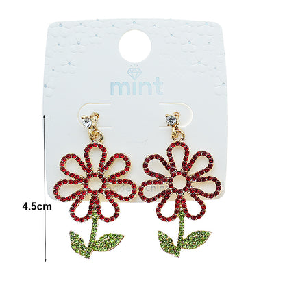Rhinestone Flower Drop Earring