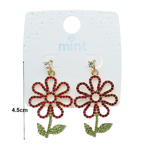 Rhinestone Flower Drop Earring