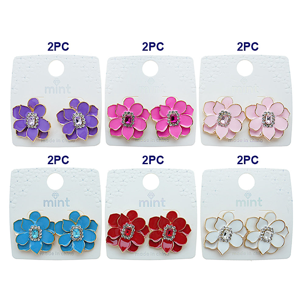 Painted Flower Post Earring