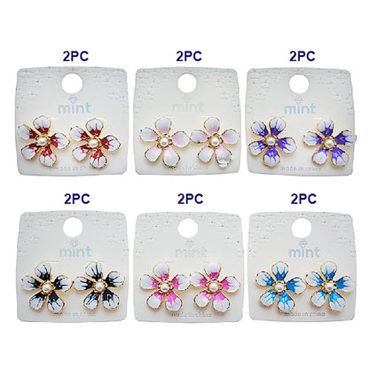 Painted Flower Post Earring
