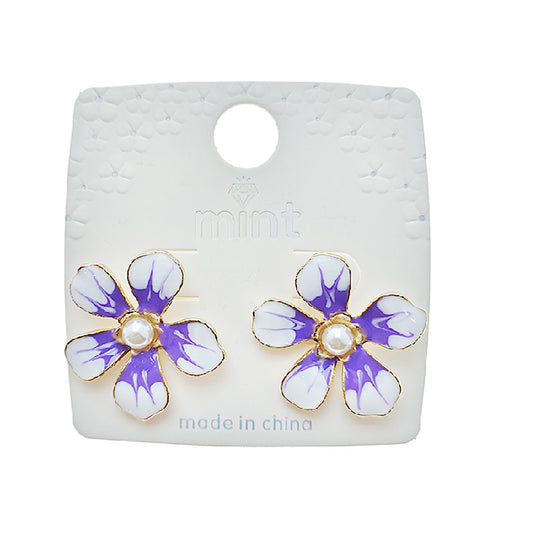 Painted Flower Post Earring
