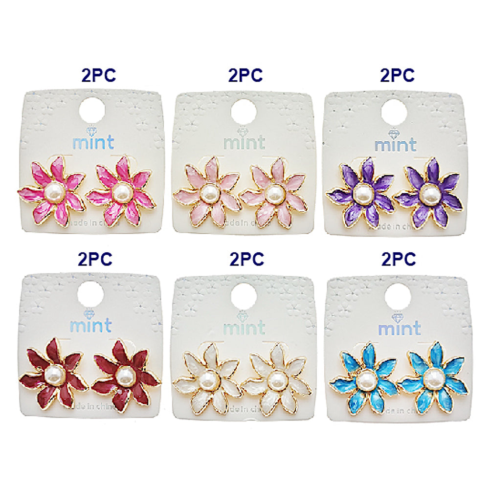 Painted Flower Post Earring